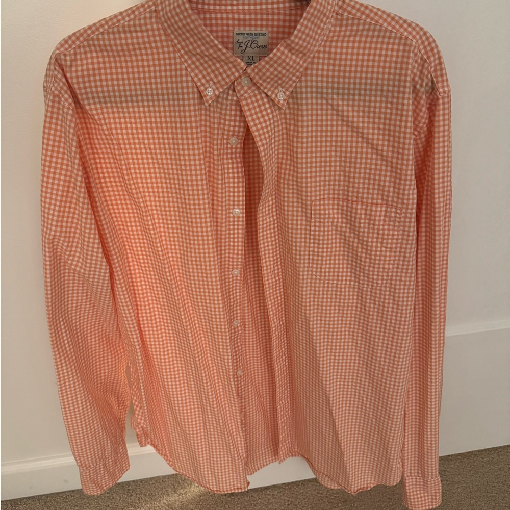 J. Crew Men's Orange Gingham Shirt